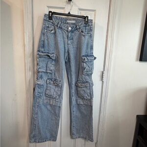 Stylish Light Blue Flare Garage Jeans